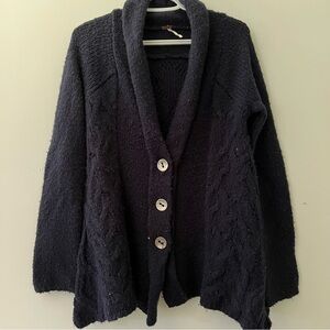 Free People Navy Wool Cardigan